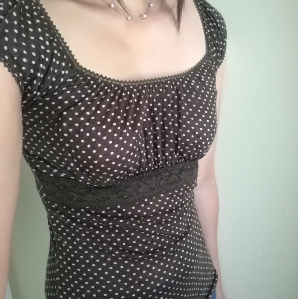 Brown/Pink Polka Dot Dress Top